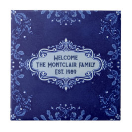 Snowflake pattern blue & white holiday custom name