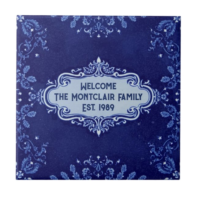 Snowflake pattern blue & white holiday custom name (Frente)