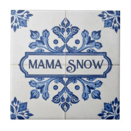 Snowflake pattern blue & white holiday custom name