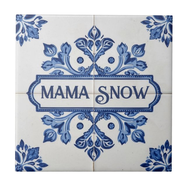 Snowflake pattern blue & white holiday custom name (Frente)