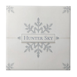 Snowflake pattern blue & white holiday custom name