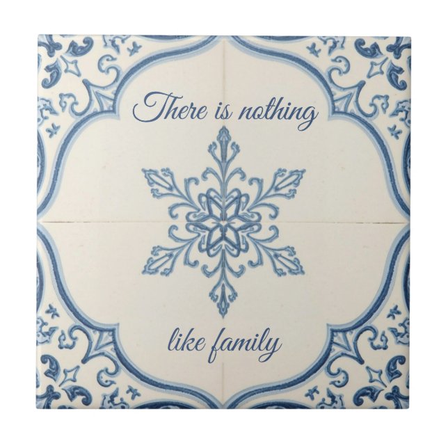 Snowflake pattern blue & white holiday custom name (Frente)