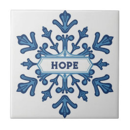 Snowflake pattern blue & white holiday custom name