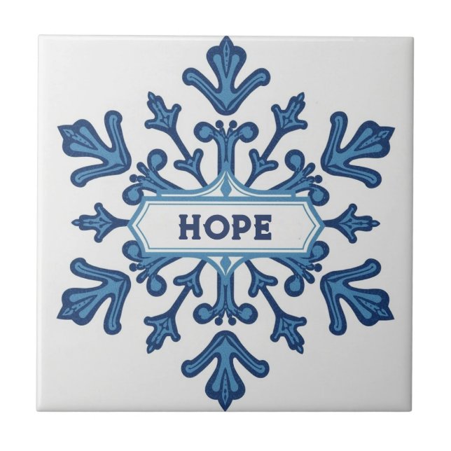 Snowflake pattern blue & white holiday custom name (Frente)
