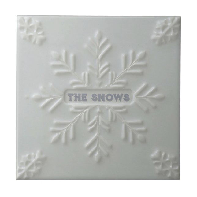 Snowflake pattern blue & white holiday custom name (Frente)