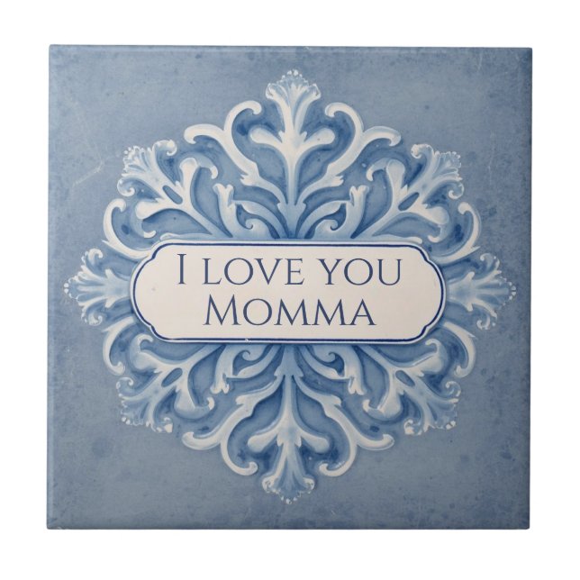 Snowflake pattern blue & white holiday custom name (Frente)