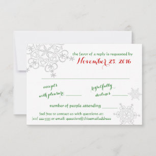 Snowflake Red com RSVP de Casamento no inverno Ver