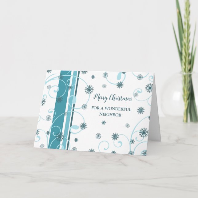 Snowflakes Cartão de Natal Merry Vizinho (Frente)