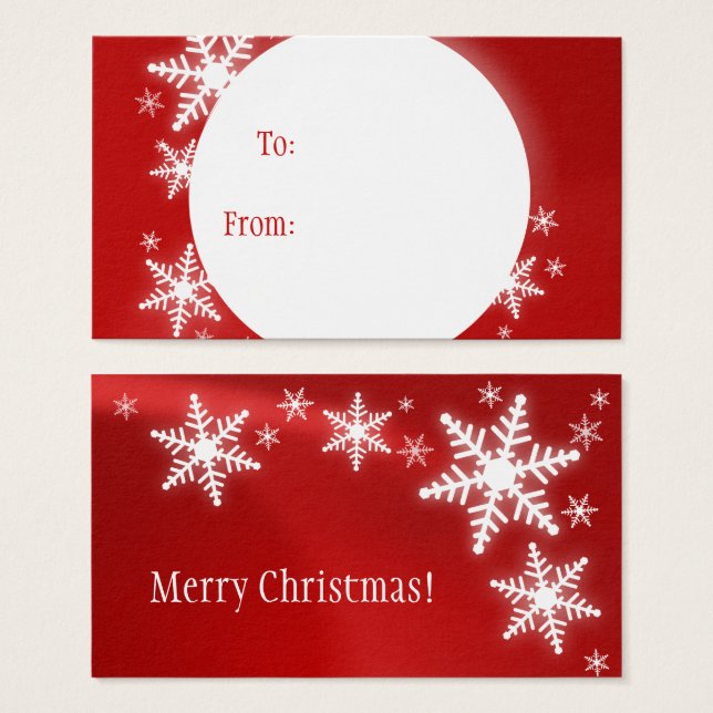 Snowflakes Red White Christmas Gift Tag (Frente & Verso)