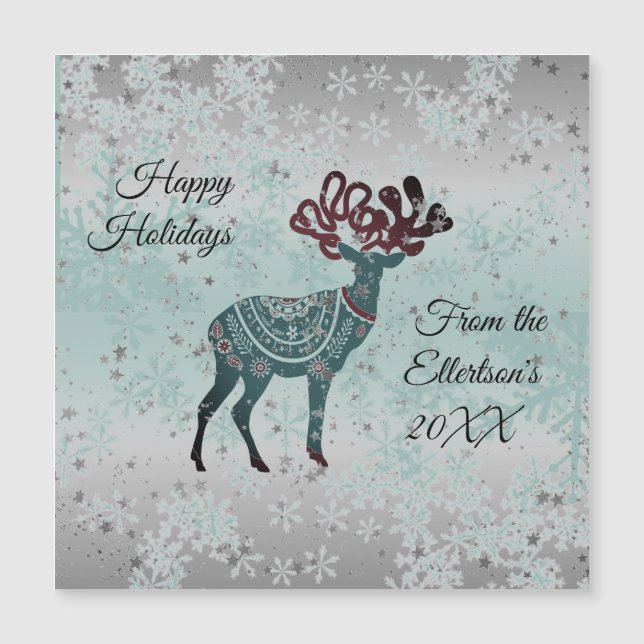 Snowflakes Whimsical Reindeer Glitter de Natal (Frente)