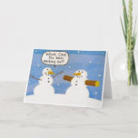Snowman a fazer logagens Cartão de Saudação<br><div class="desc">Cartão de Saudação Papais noeis de Natal Reindeer Snowman Snowmen Furioso Feriado de inverno</div>