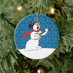 Snowman A Tocar Ornamento Banjo
