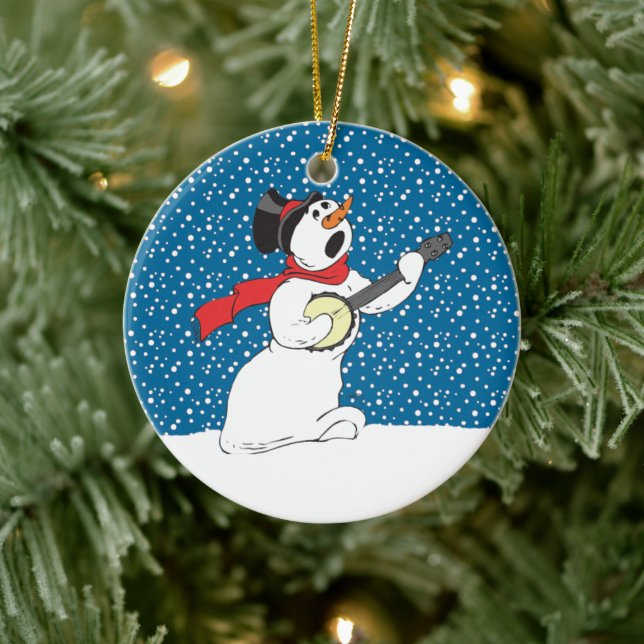 Snowman A Tocar Ornamento Banjo (Árvore)