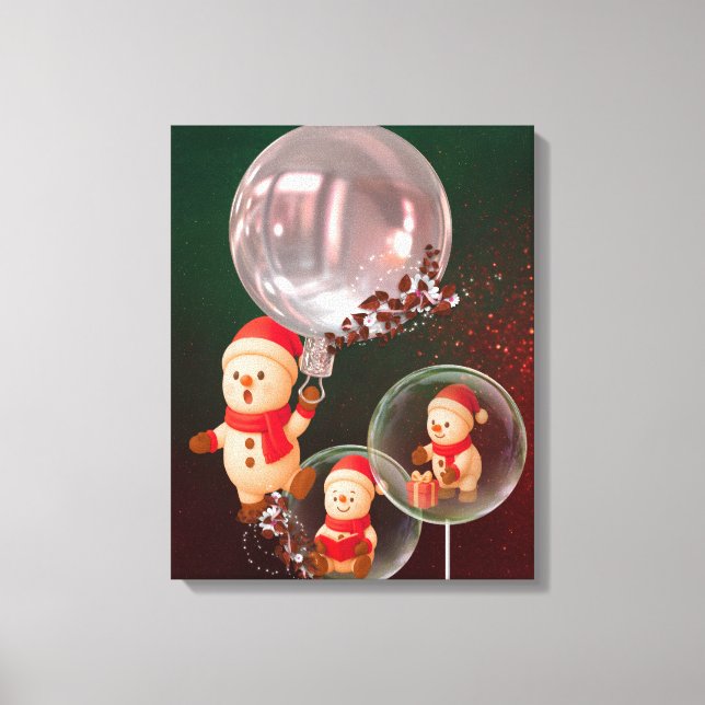 Snowman Balloon Canvas de Natal Wall Art (Frente)
