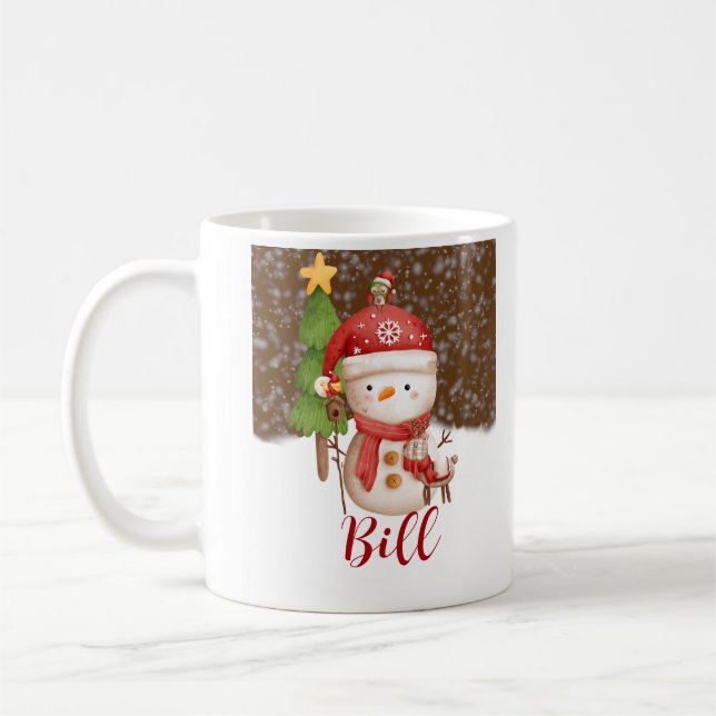 Snowman, caneca de café personalizada de Natal (Esquerda)
