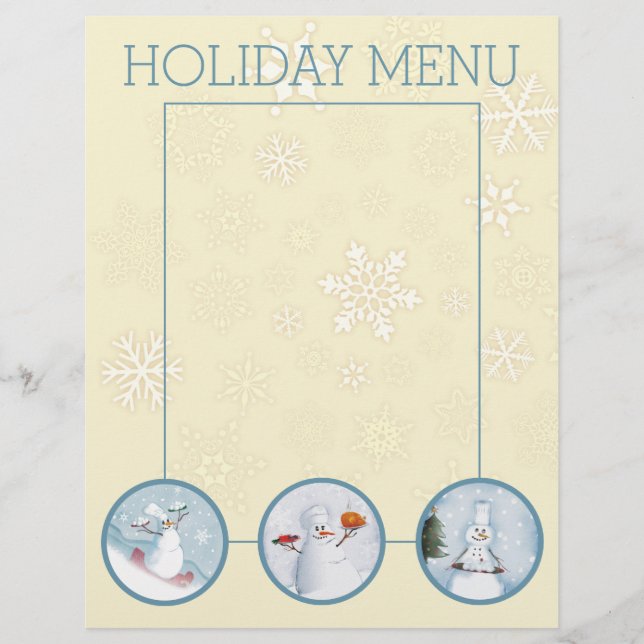 Snowman chefs No menu de Natal (Frente)