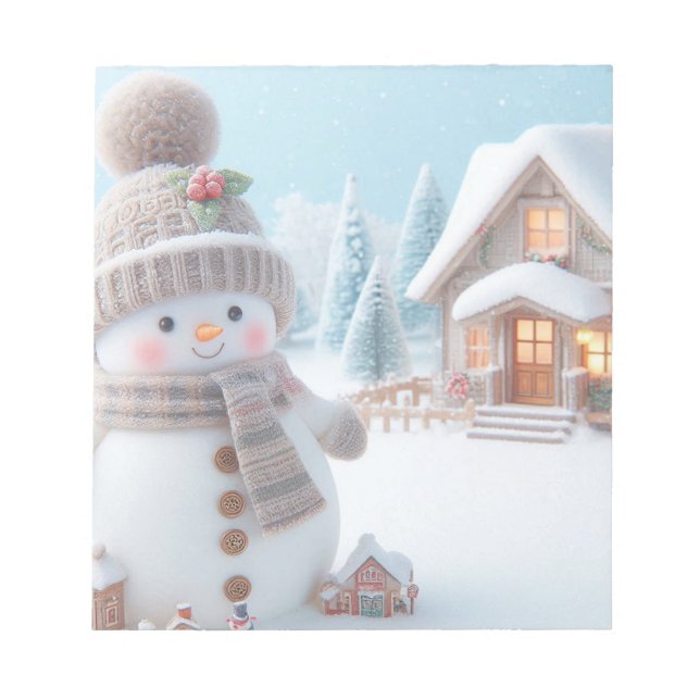 Snowman com Bloco de Notas de Natal Mistletoe (Frente)