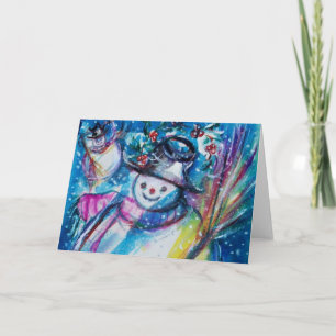 SNOWMAN COM OWL EM Cartões de natal DE INVERNO