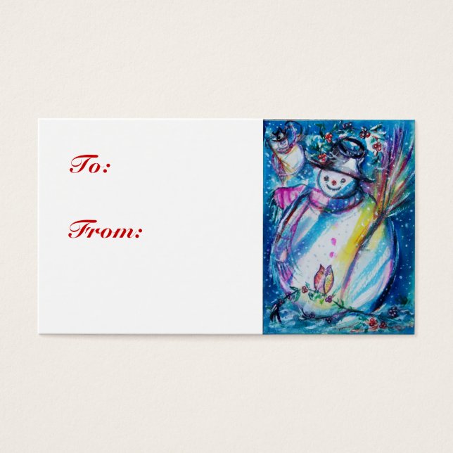 SNOWMAN COM OWL, etiqueta de presente (Frente)
