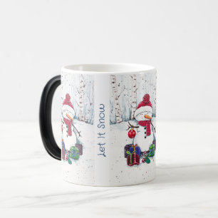 Snowman Com Presentes Em Caneca De Café Com Aquare