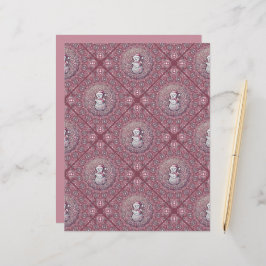 Snowman, cor-de-rosa, Mandala Geo Azulejo Scrapboo