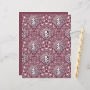 Snowman, cor-de-rosa, Mandala Scallop Scrapbook