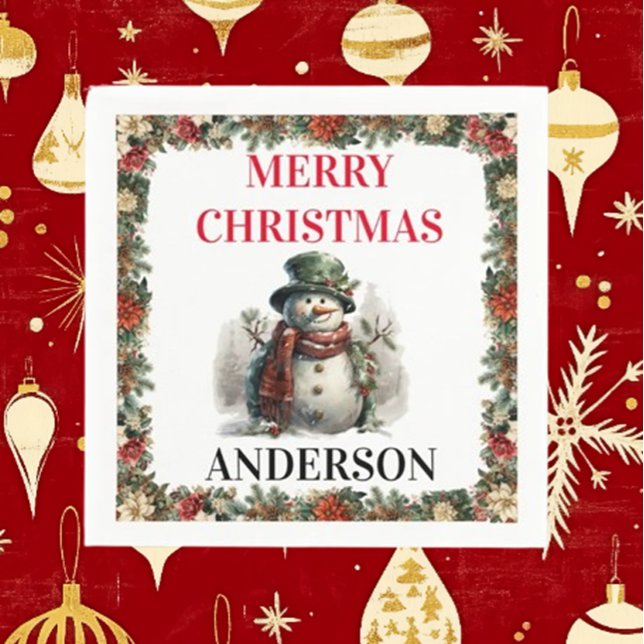 Snowman Cute Christmas deseja guardanapo (Spread joy this holiday season with Brett's Snowman Cute Christmas Wishes Paper Napkins)