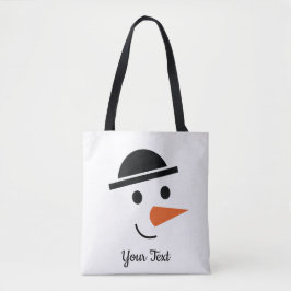 Snowman de chapéu de boliche Face a Design Tote Ba