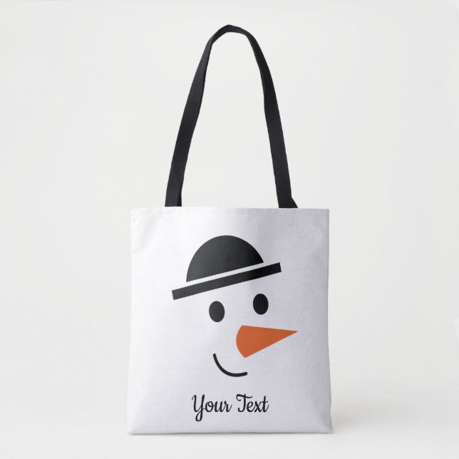 Snowman de chapéu de boliche Face a Design Tote Ba (Frente)
