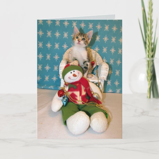 Snowman de Tippy - Cartão de Natal de Gato/Gato (Frente)