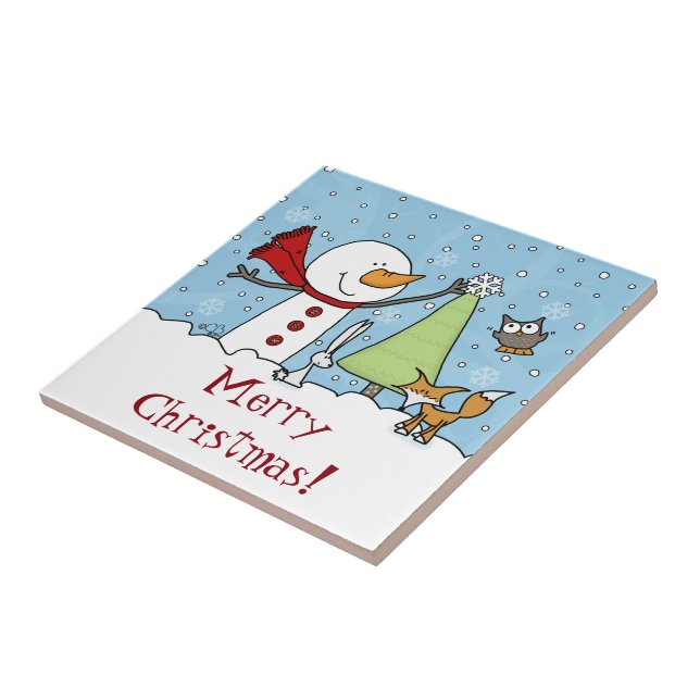 Snowman Decora Árvore com Criaturas de Woodland (Lateral)