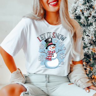 Snowman, deixe nevar a camisa de inverno