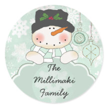Snowman Deixe-o Neve Personalizar o Adesivo Redond