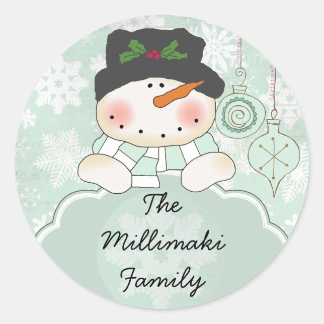 Snowman Deixe-o Neve Personalizar o Adesivo Redond (Frente)