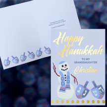 Snowman Dreidels Blue Childs Nome Hanukkah Dourado