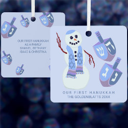 Snowman Dreidels Cute Double Sided Hanukkah