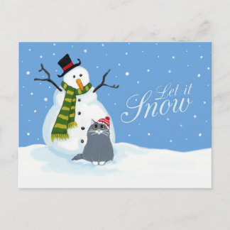 Snowman e Cat | Deixem-no nevar cartões postais de