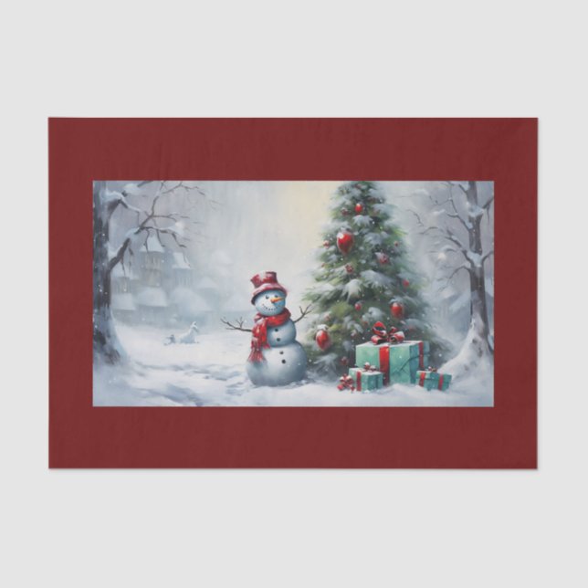 Snowman E Papel De Tecido De Árvore (Frente )