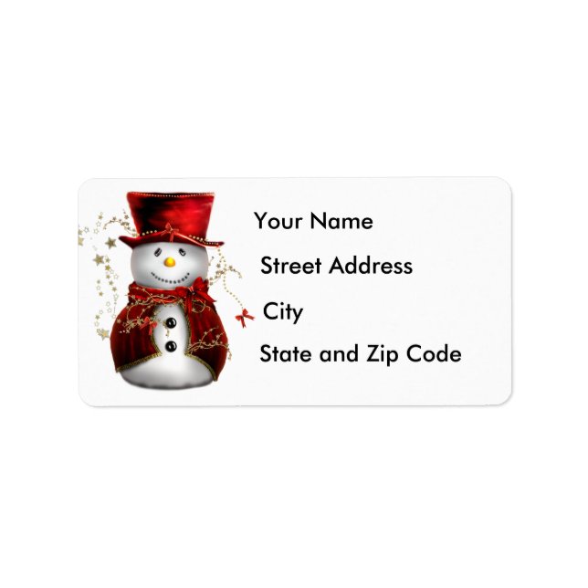 Snowman em uma Etiqueta de Endereço de Devolução d (Frente)