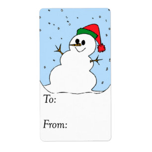 Snowman - Etiqueta de Presente Feliz