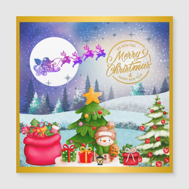 Snowman Felry Árvore de Natal Presente e Feliz ano (Frente)