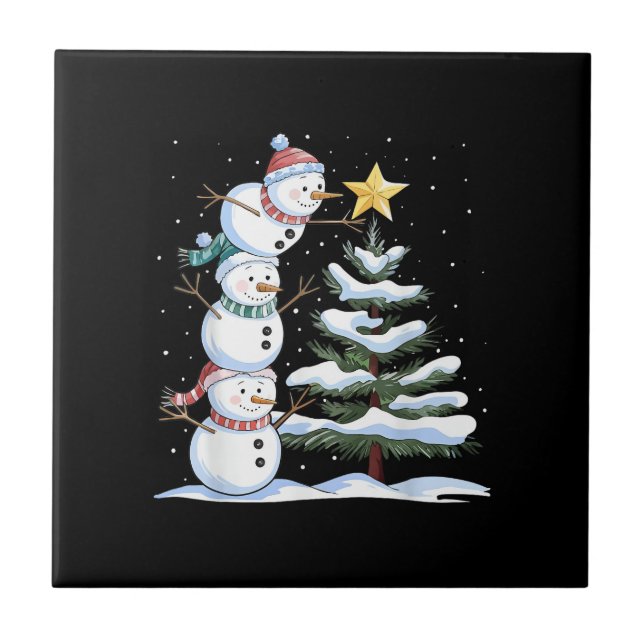 Snowman Merry Christmas Santa Claus Tree Snow Fami (Frente)