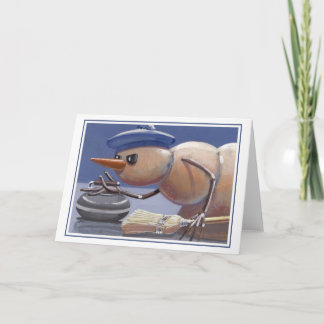 Snowman No Cartão De Vazio De Curva De Gelo