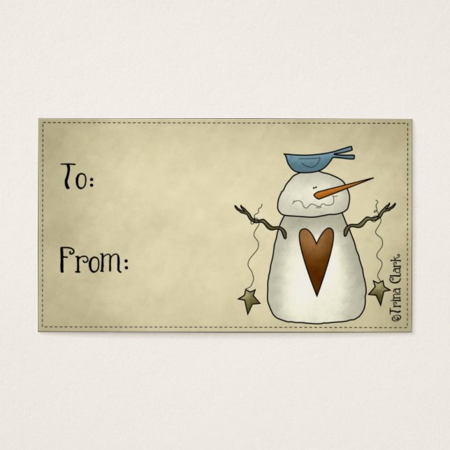 Snowman País Primitivo Design de Presente (Frente)
