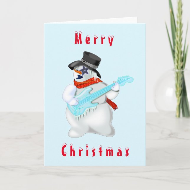Snowman Rock Música Guitarista Engraçado Cartão de (Frente)