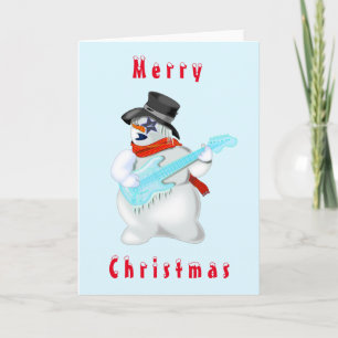 Snowman Rock Música Guitarista Engraçado Cartão de