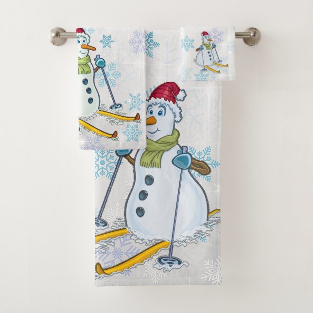 Snowman sobre o conjunto de toalhas de Skis Bathro (Insitu)