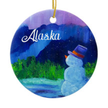 Snowman Sonha com ornamento cerâmico com ALASKA