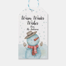Snowman Warm Winter Deseja Etiqueta de Presente