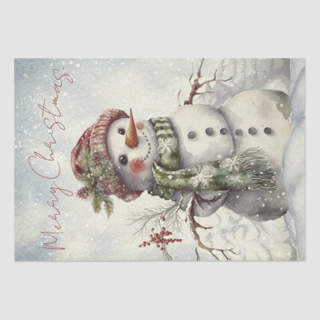 Snowman Watercolor Papel de Natal para Inverno (Frente )